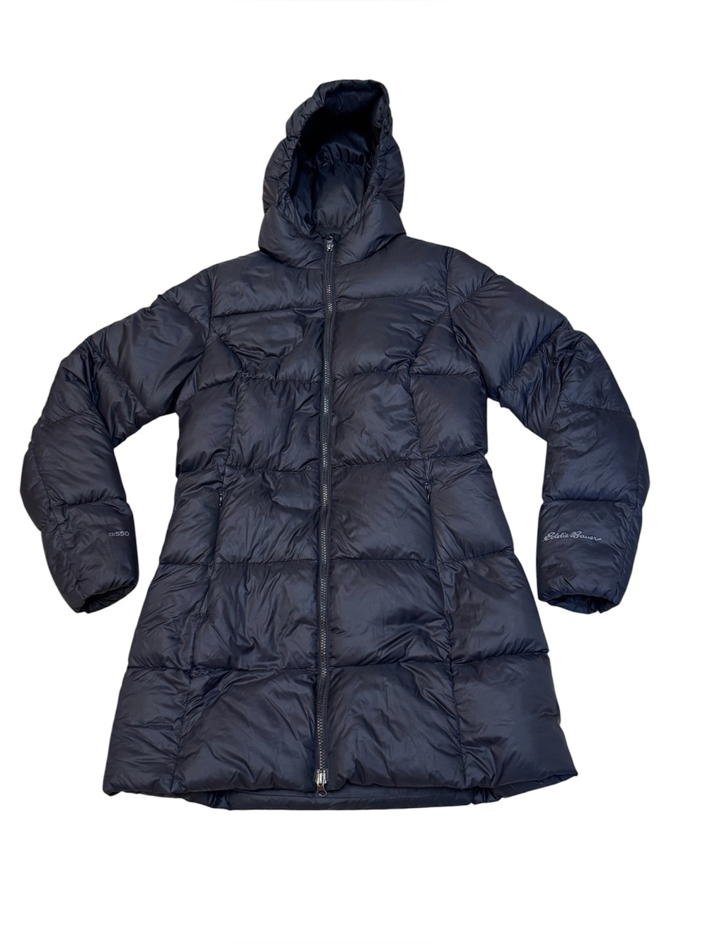Eddie Bauer Women’s Luna Peak Black EB550 Down Puffer Hooded Parka Jacket Medium